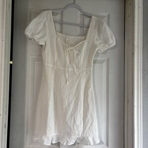 White fairycore‎ Mini Dress Small Cotton Rayon Blend cotttagecore